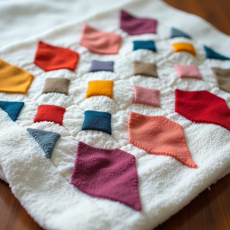 Toalha decorada com apliques em tecido