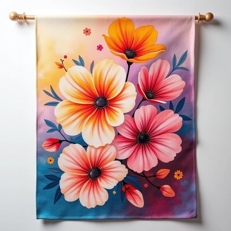 Toalha pintada à mão com design floral