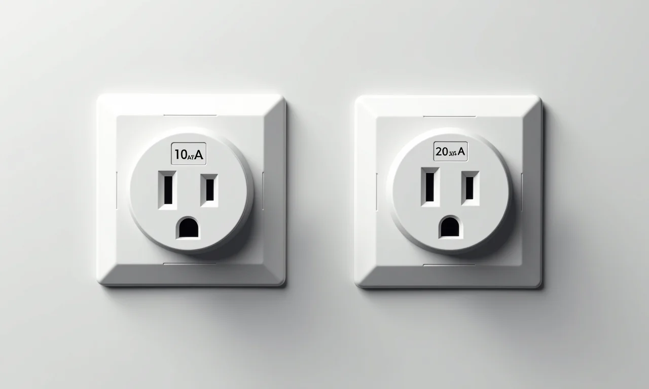 Tomadas de 10A e 20A lado a lado.