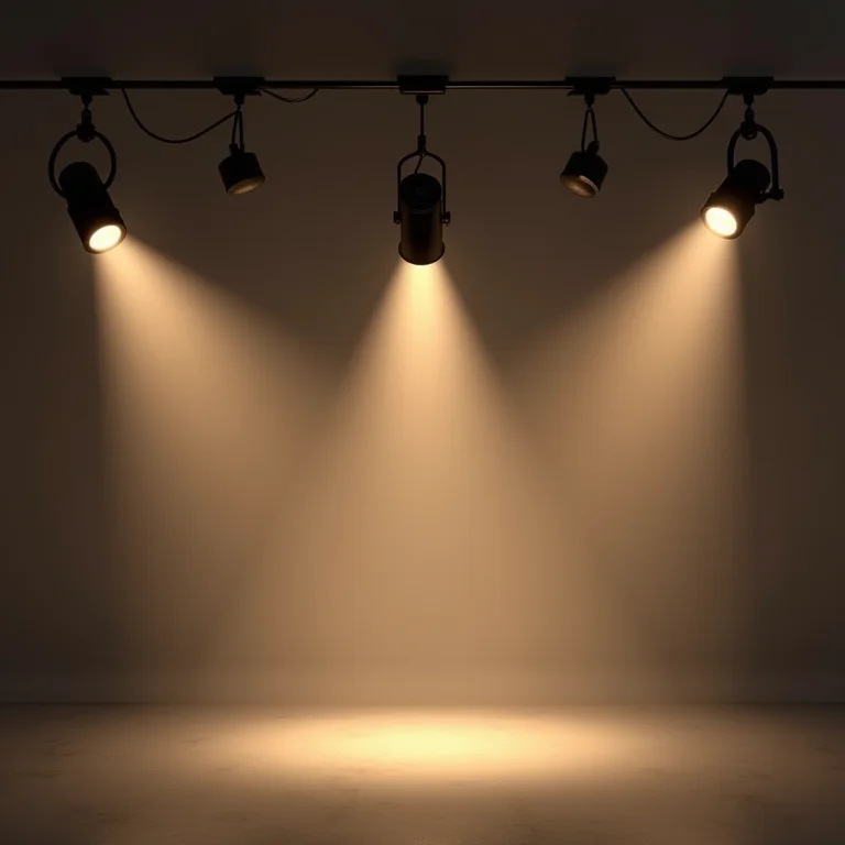 Trilho com spots direcionáveis para versatilidade total