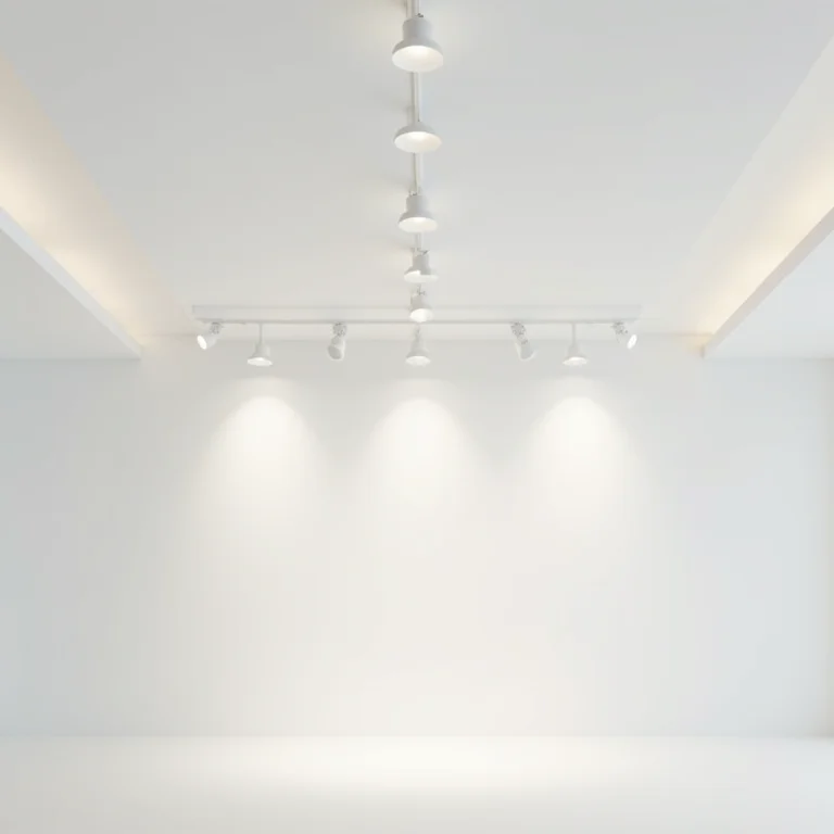 Trilho eletrificado embutido no teto minimalista