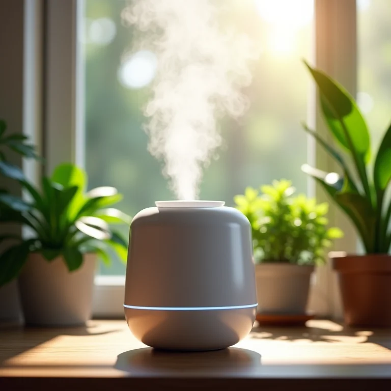 Umidificador perto de plantas de escritório