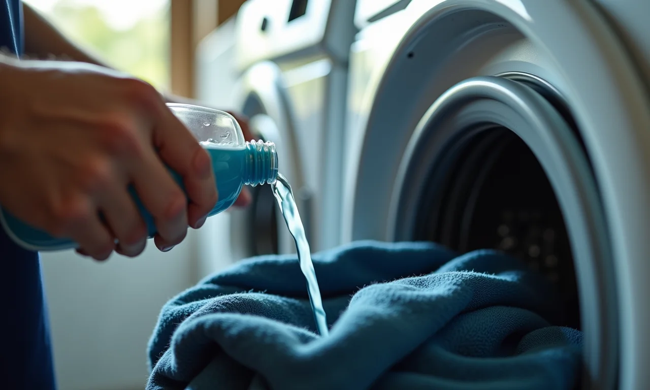 Usando sabão líquido específico para roupas pretas.