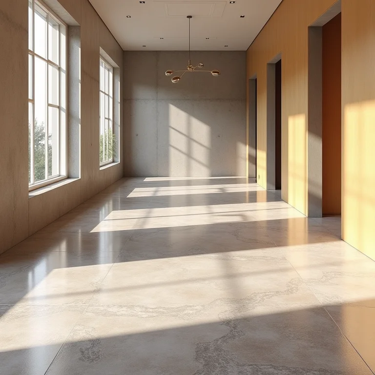 Variedade de cores e acabamentos de pisos de cimento polimérico.