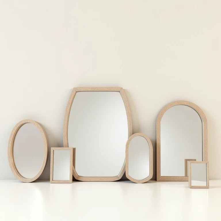 Variedade de espelhos decorativos para diferentes estilos de interiores.