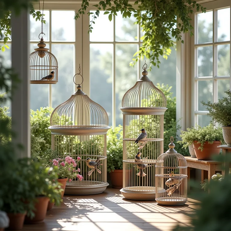 Variedade de gaiolas decorativas