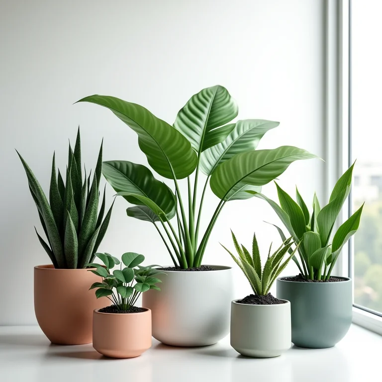 Variedade de vasos para plantas de escritório.