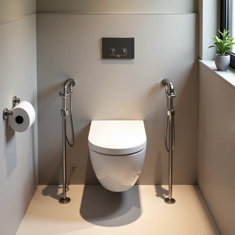 Vaso sanitário acessível com altura e acessórios adequados