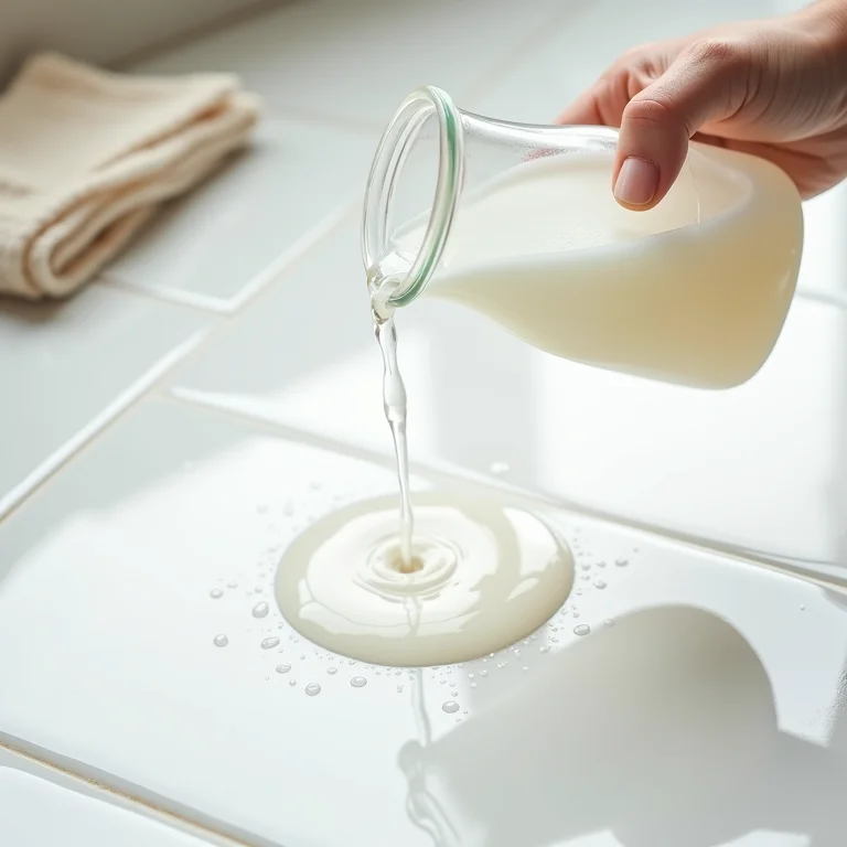 Vinagre branco sendo usado para limpar porcelanato.