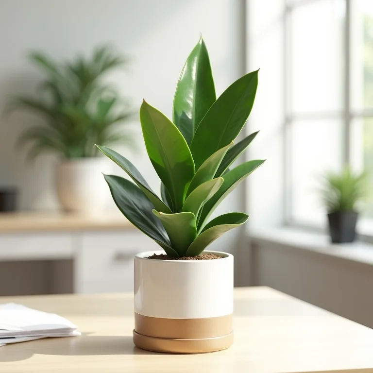 Zamioculca em vaso moderno em escritório