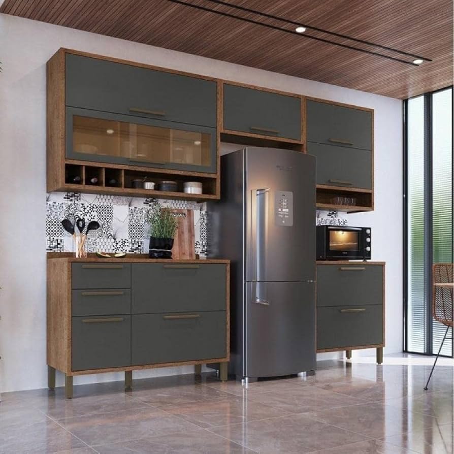 Armário de Cozinha de Madeira com Pintura Ombré: Um Degradê de Cores para um Visual Único - inspiração