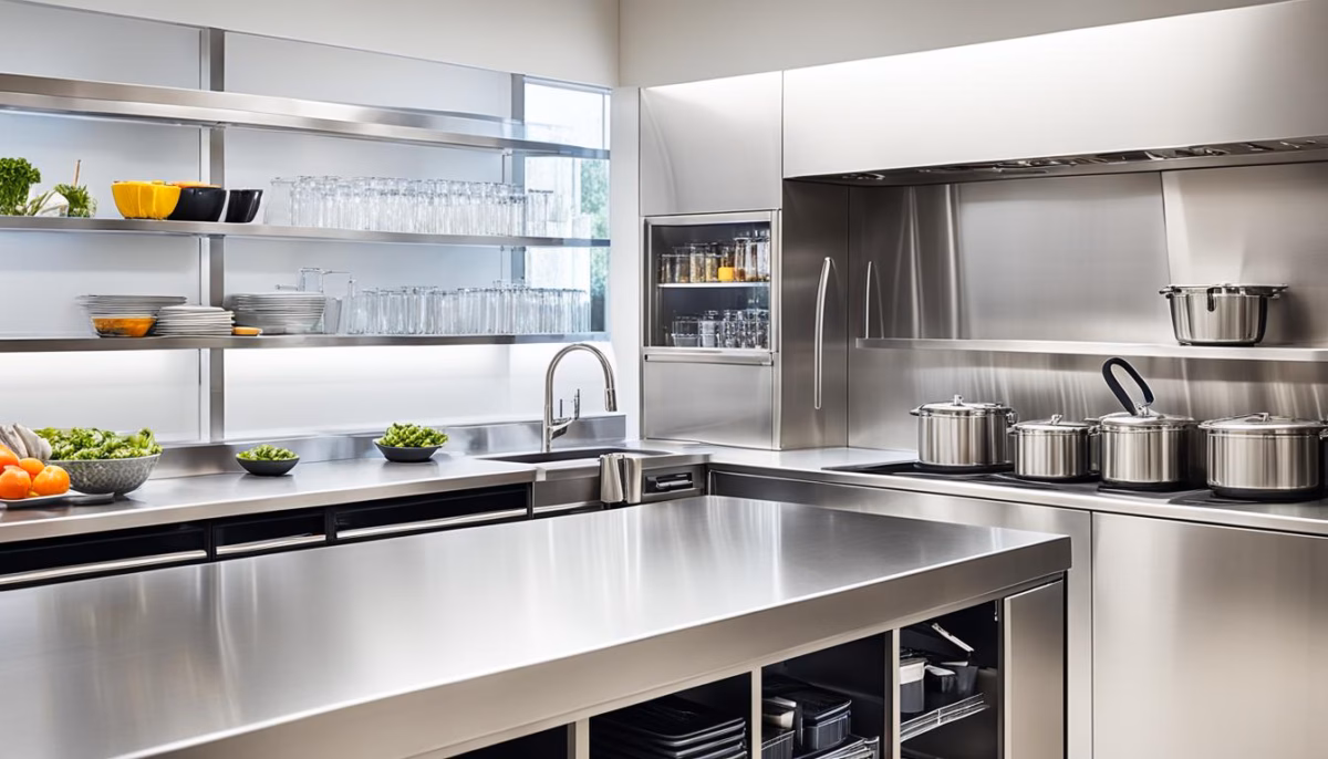 Bancada Suspensa com Base em Aço Inox: Leveza e Design - detalhe