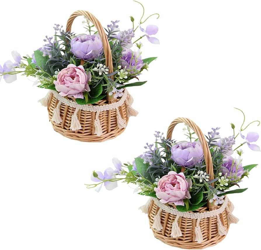 Cestos de Vime Decorados com Flores Secas - inspiração