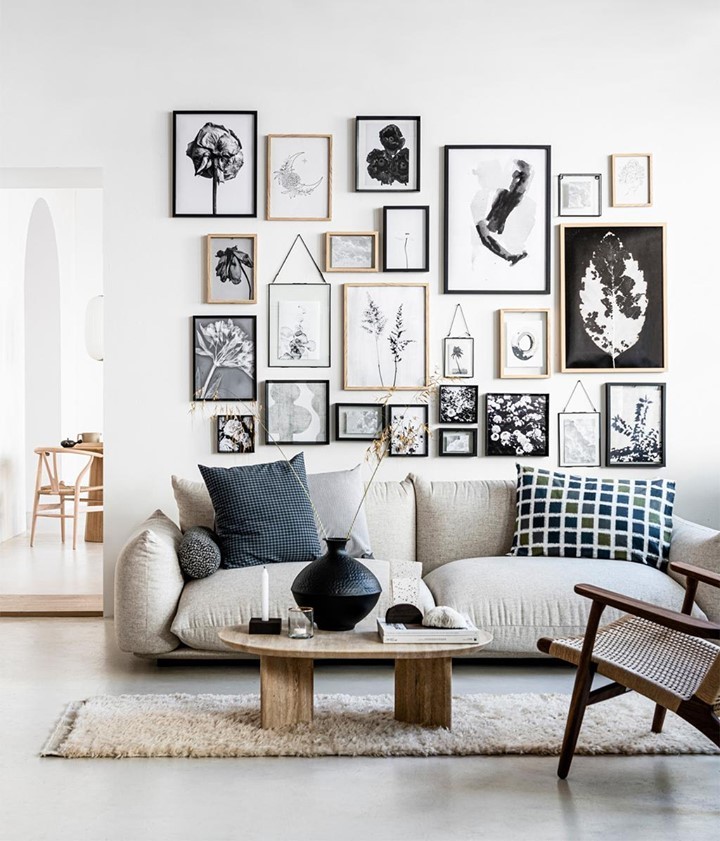 Decoração com Quadros e Gravuras em Preto e Branco - ideia