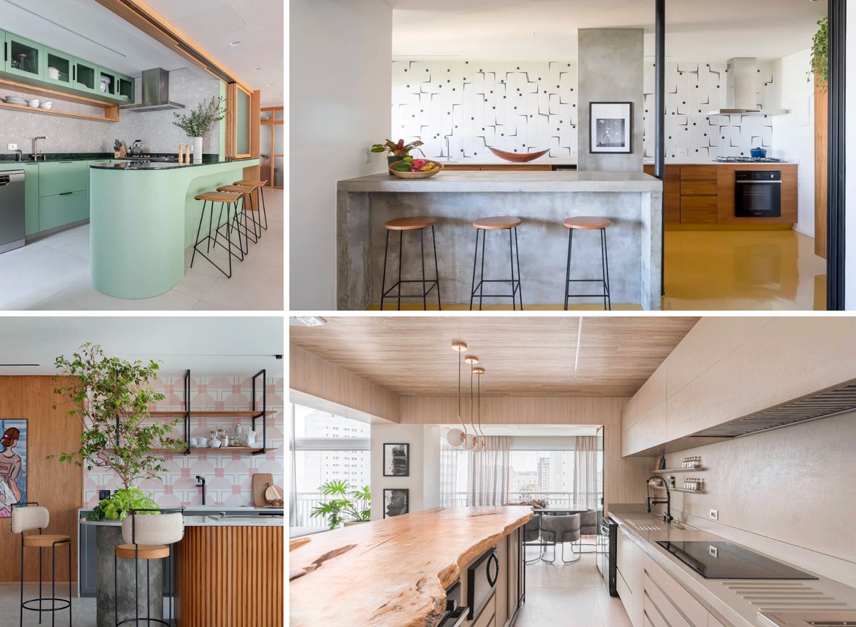 Bancada de Quartzo Creme e Banquetas Turquesa: Elegância Leve - detalhe