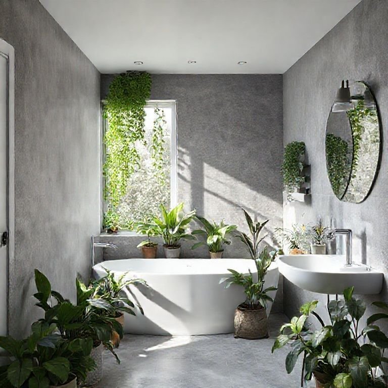Banheiro Cinza com Plantas: Um Oasis de Paz e Frescor - detalhe