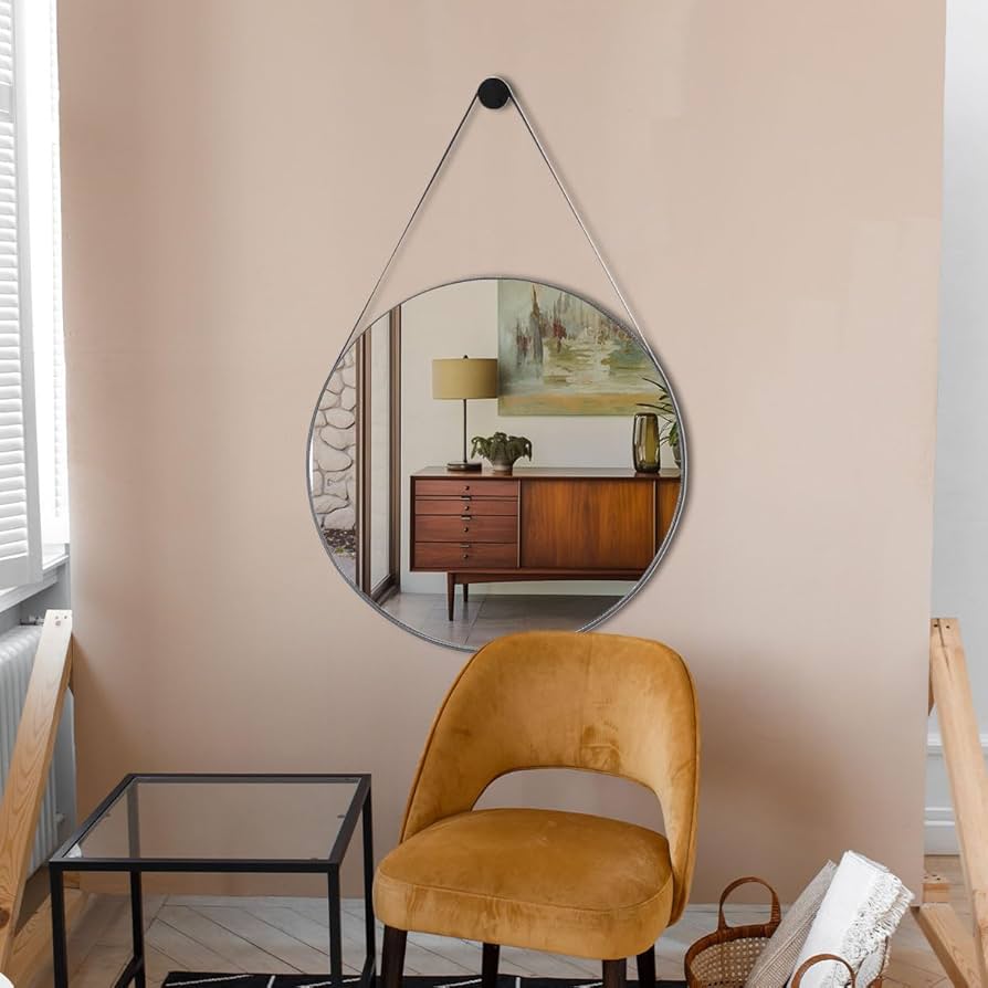 Espelho Adnet: Elegância Minimalista com Alça de Couro - inspiração