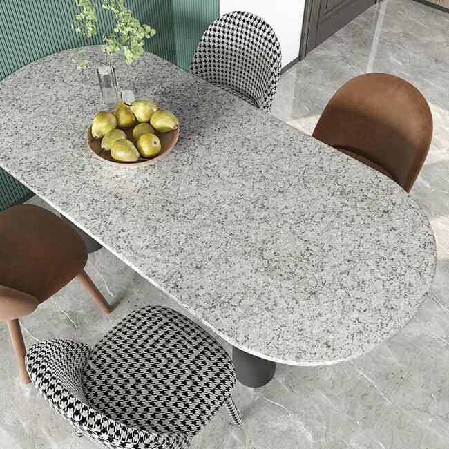 Mesa de Jantar com Base em Granito Cinza: Design Contemporâneo - inspiração
