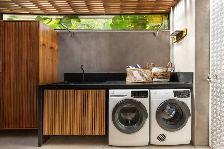 Cantinho Zen na Lavanderia: Cores Relaxantes e Iluminação Aconchegante - ideia