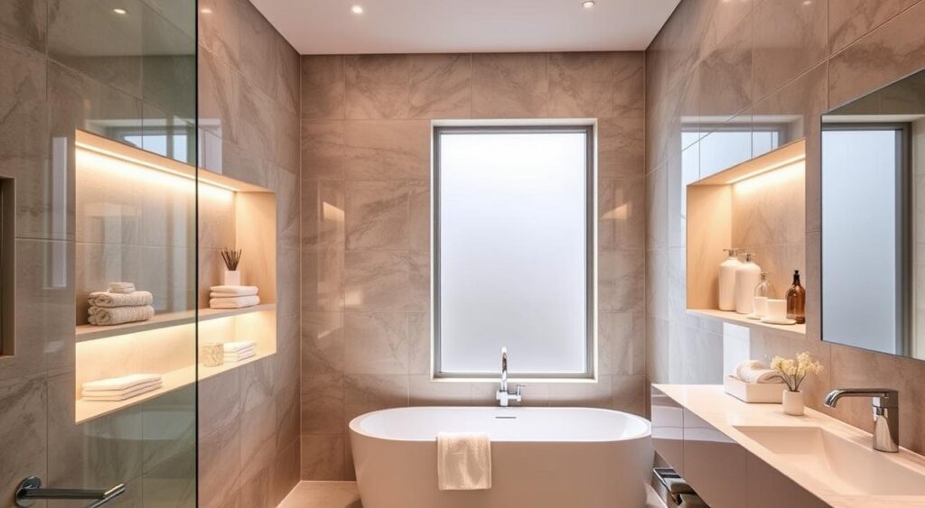 Nichos que Integram a Banheira: Relaxamento ao Alcance das Mãos - detalhe