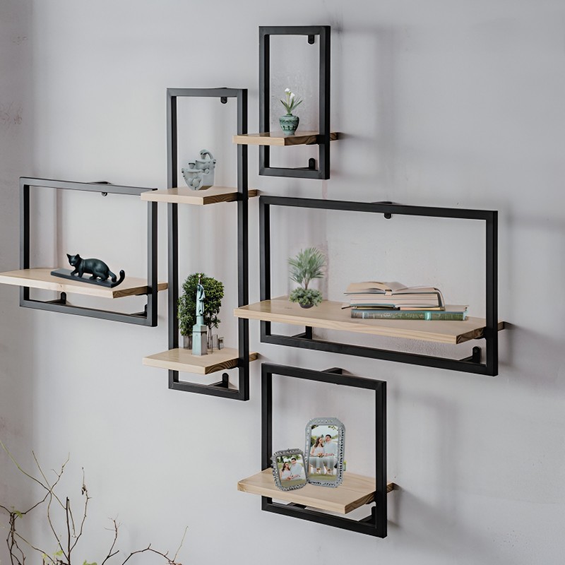 Nichos Modulares de Metal Preto: Estilo Industrial Elegante - inspiração
