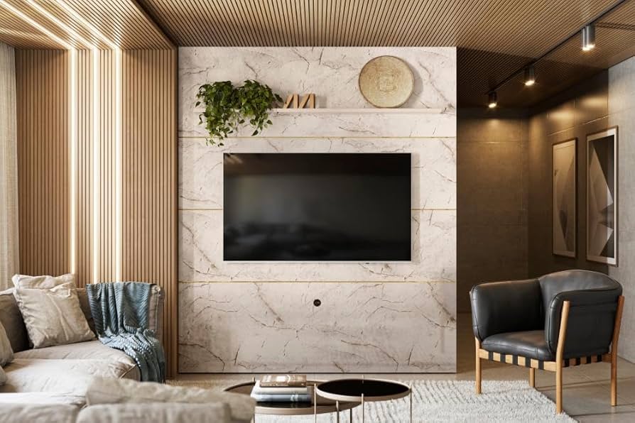 Painel de TV com Revestimento Acolchoado: Conforto Visual e Sonoro - ideia