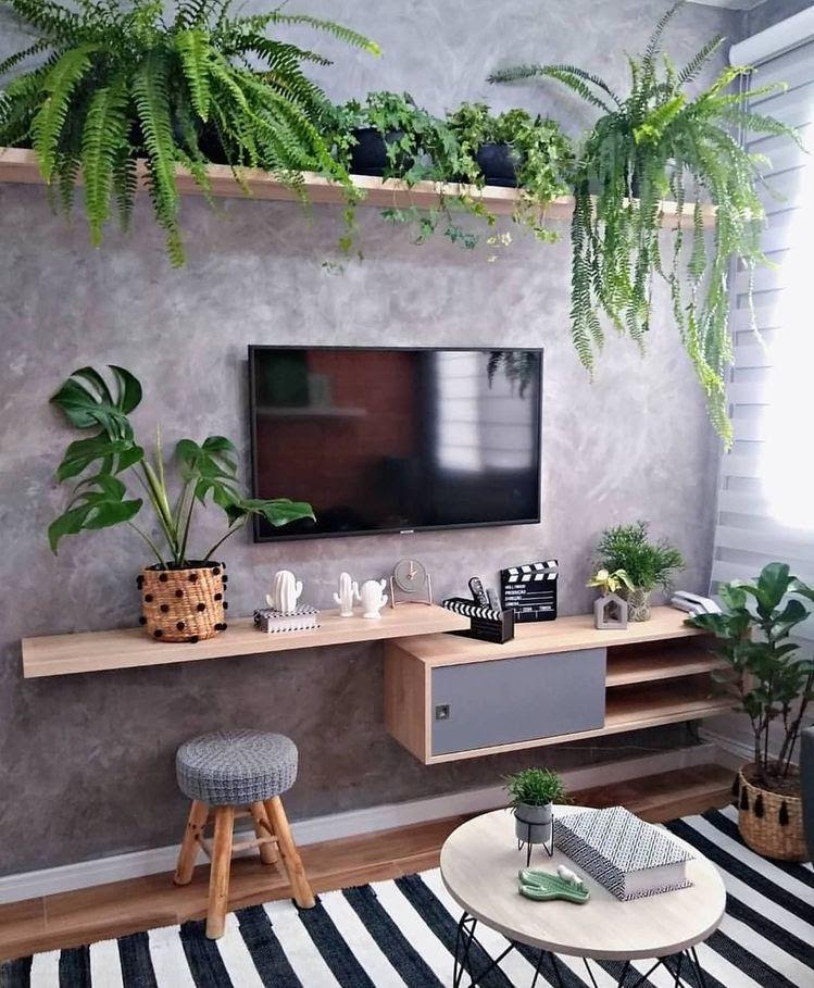 Parede de Cimento Queimado e Plantas: Uma Urban Jungle Dentro de Casa - inspiração