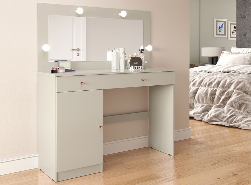 Penteadeira Camarim Minimalista: A Beleza da Simplicidade para Ambientes Compactos - detalhe