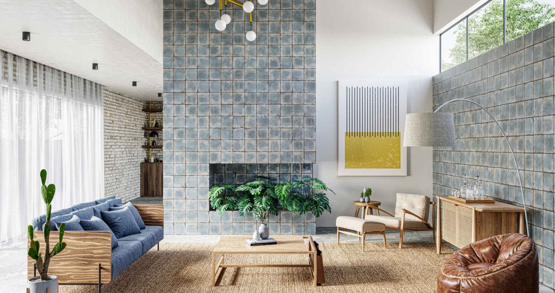 Elegância Rústica: Piso de Cerâmica que Imita Pedra Natural - detalhe