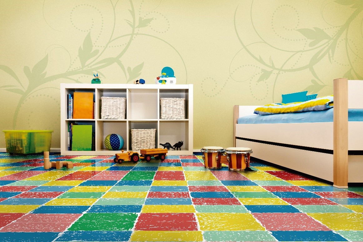 Vibrante e Ousado: Piso Vinílico 2mm Colorido para Quartos Infantis - inspiração