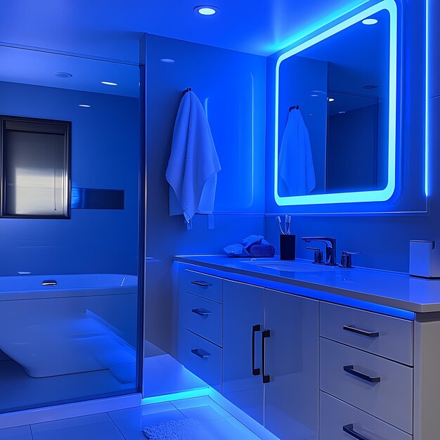 Iluminação Indireta com Fita LED Azul: Relaxamento Garantido - inspiração