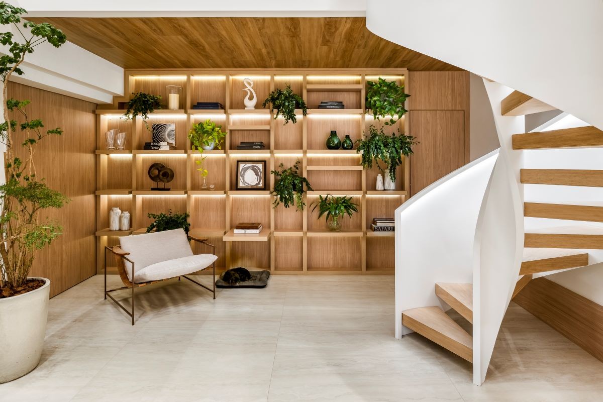 Minimalismo Sofisticado: Escada com Design Clean e Tons Neutros - detalhe