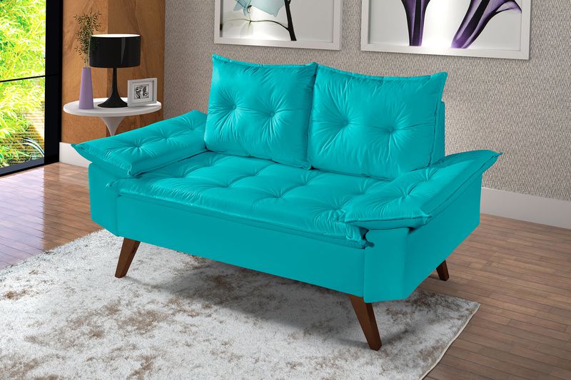 Sofá Retrátil Azul Turquesa: Toque de Cor e Relaxamento - ideia