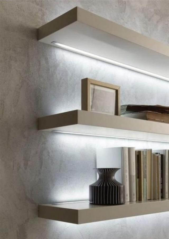 Prateleira Luminosa: Destaque com Fitas de LED - detalhe