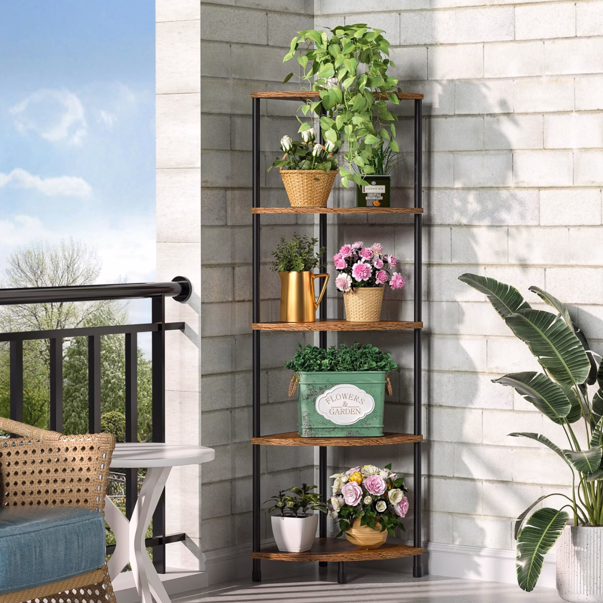 Estante de Canto com Plantas: Natureza e design integrados! - ideia