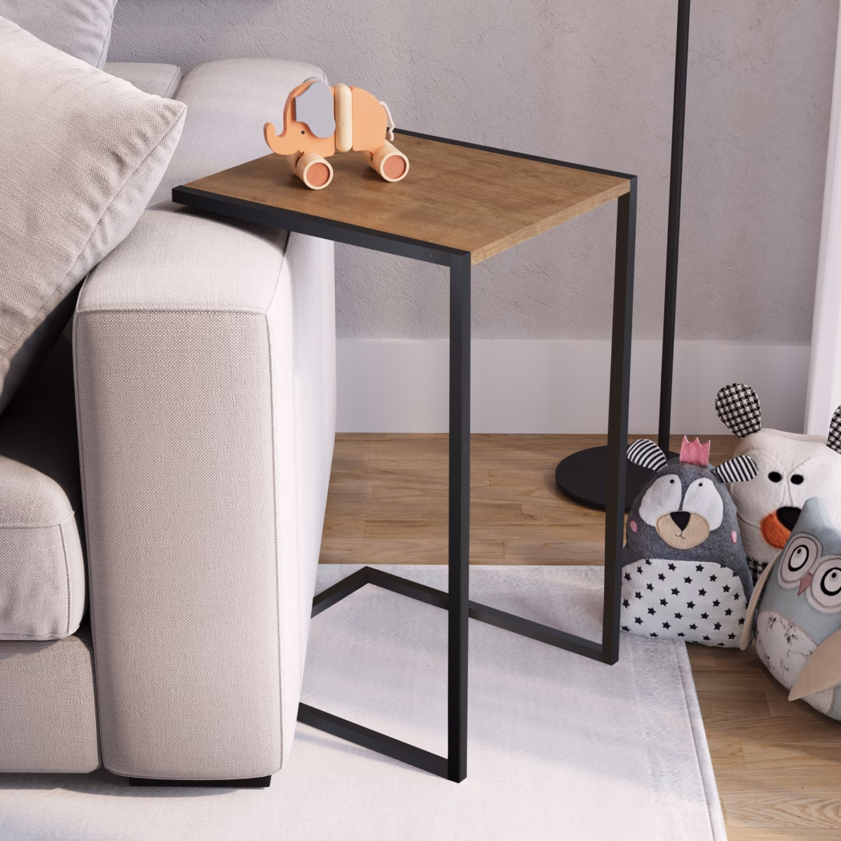 Mesa Lateral Industrial com Cimento Queimado e Metal - detalhe