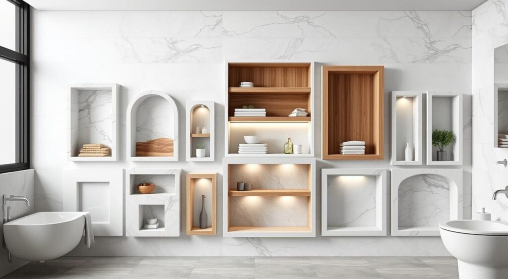 Nichos que Integram a Banheira: Relaxamento ao Alcance das Mãos - ideia