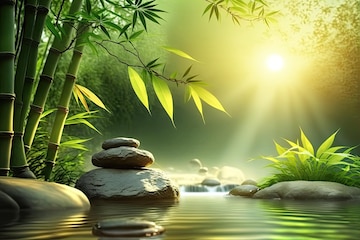 Fontes e Espelhos d'Água Emolduradas por Bambu: Relaxamento e Beleza Zen - detalhe