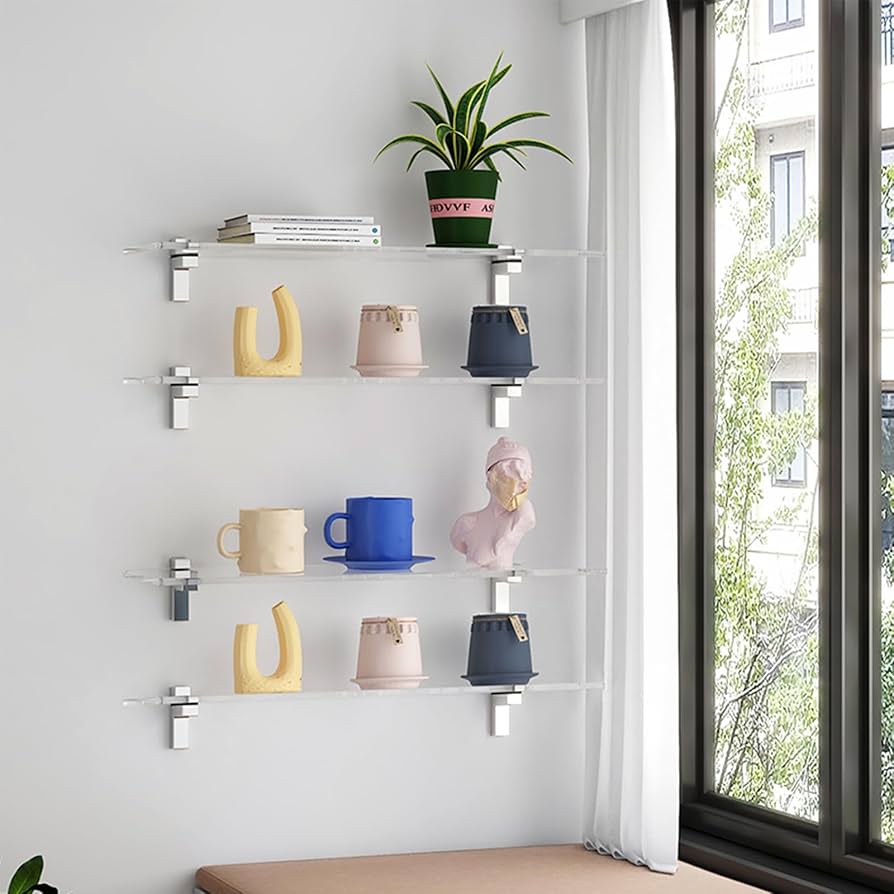 Prateleiras Minimalistas em Acrílico Transparente: Elegância Discreta! - inspiração
