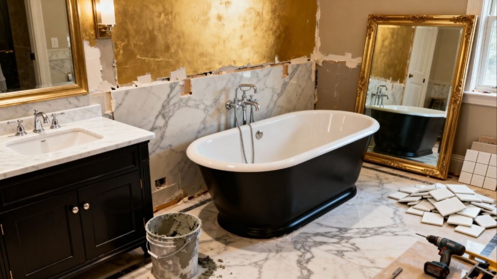 Glamour Acessível com Pastilhas Espelhadas e Luminárias Pendentes - detalhe