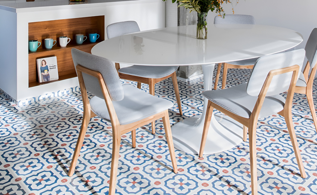 Cozinha Charmosa com Azulejos Hidráulicos - ideia