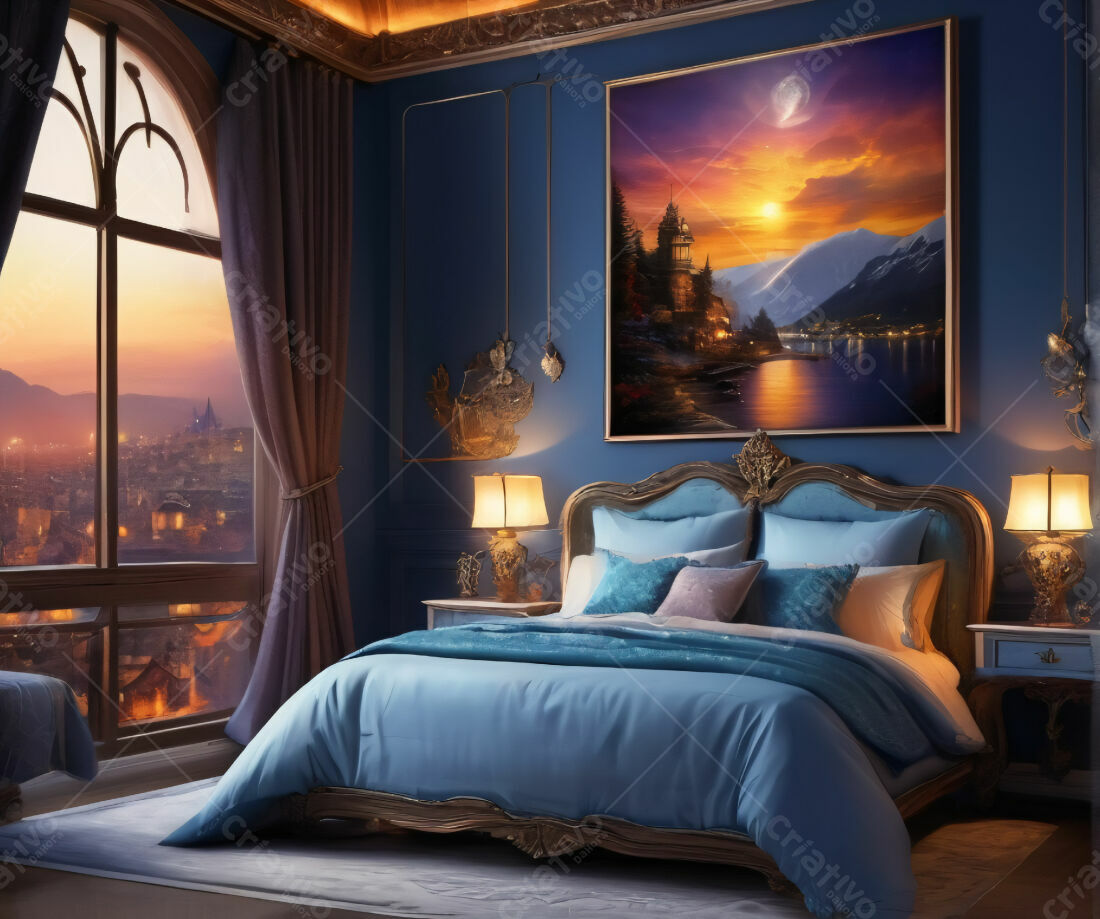 Azul Profundo e Enigmático: Um Quarto com Atmosfera Dramática - inspiração