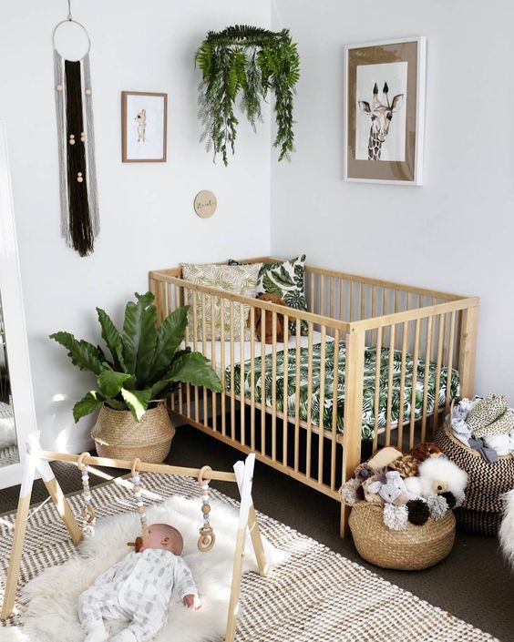 Quarto de Bebê Simples e Relaxante: Decoração com Plantas e Elementos da Natureza - ideia