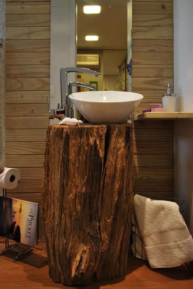 Banheiro Rústico Aconchegante: Madeira e Elementos Naturais - detalhe