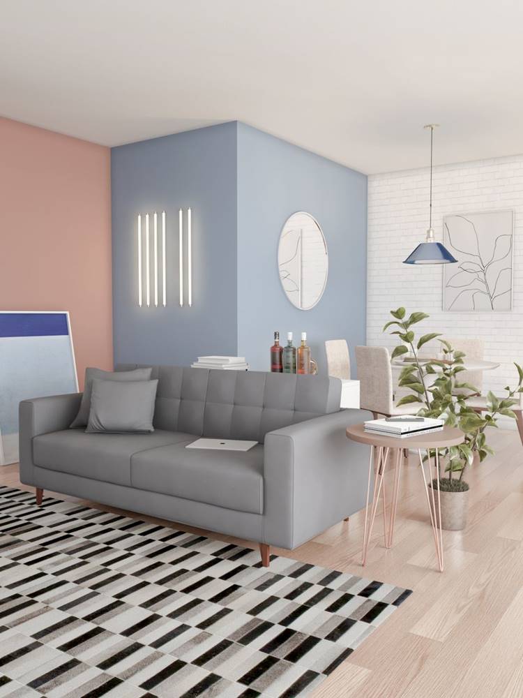 Sofá Cinza e Painel Ripado de Madeira: A Combinação Perfeita Para Um Living Sofisticado! - ideia