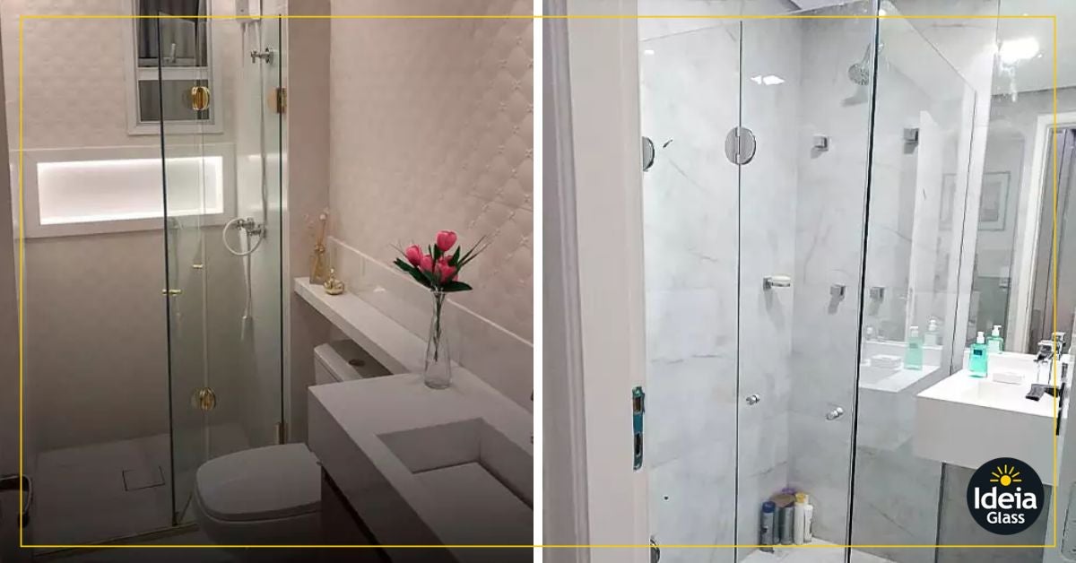 Banheiro Pequeno Decorado com Box de Canto Arredondado: Ganho de Espaço Inteligente - ideia