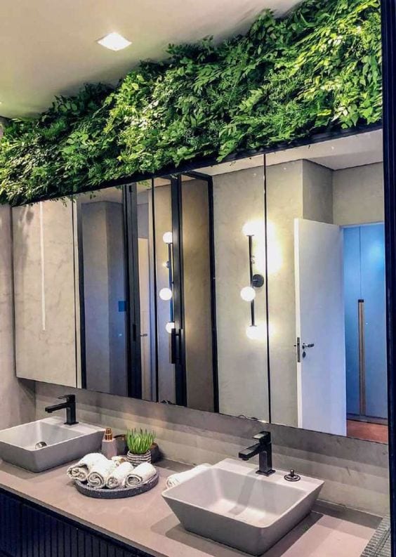 Espelho com Suculentas: Um Jardim Vertical Refletido - ideia