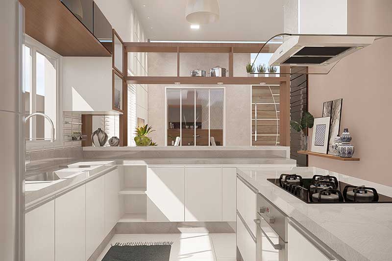 Cozinha em L Integrada com Ilha Central: Espaço Gourmet Completo - ideia