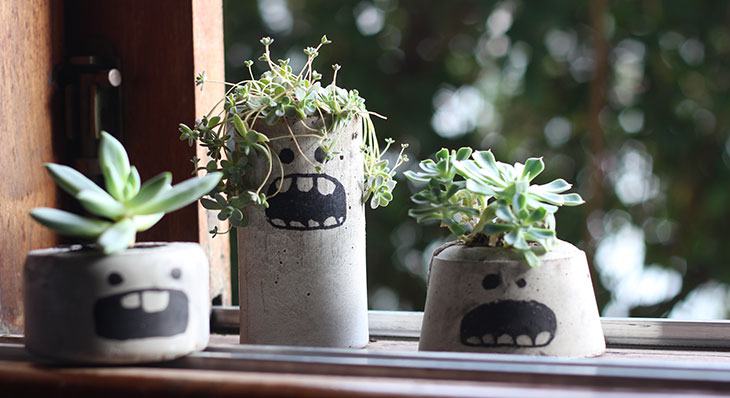 Toque Rústico com Vasos de Cimento DIY - inspiração