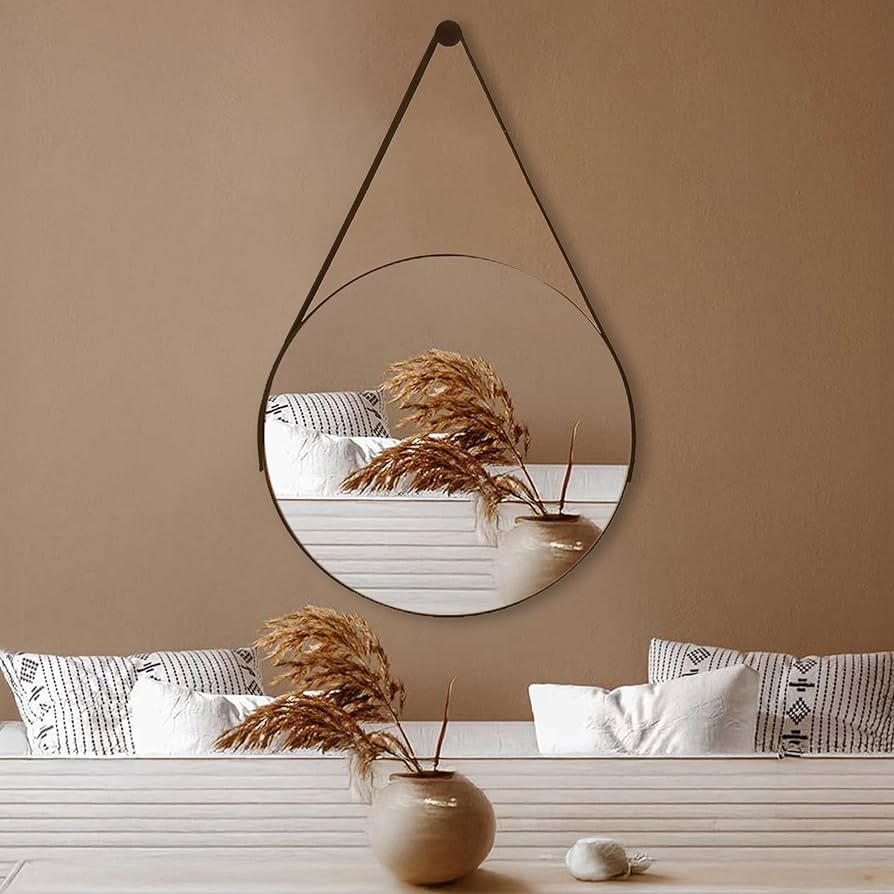 Espelho Adnet: Elegância Minimalista com Alça de Couro - ideia